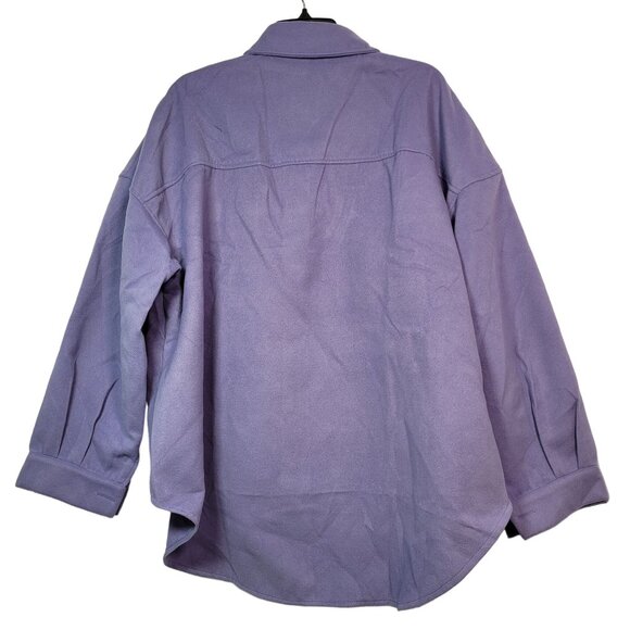 Women Oversized Button-Up Shirt Jacket With Flap Pockets & Collared Neckline XXL - Picture 6 of 11